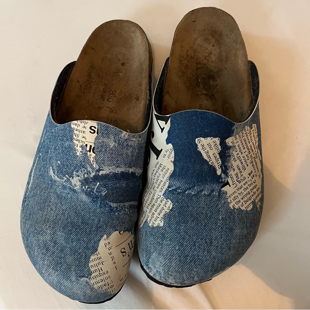 Birkenstock Amsterdam Denim Newspaper Clogs 9.5